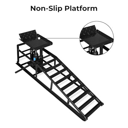 Skepphlay 2 Pack Hydraulic Car Ramps 5t, Car Ramps High Lift 11000lbs, Cars Lift Service Ramp Height 9"-14.2", Heavy Duty Steel Auto Ramp for Changing Oil for Maintenance, Black - color: Black