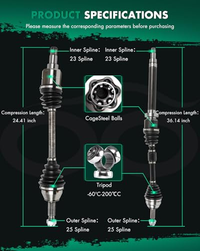 SCITOO Pair CV Axle Drive Shaft For Ford Fiesta 1.6L 2016-2018