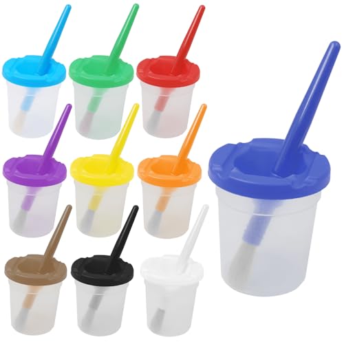 10pcs Paint Cups with Lids for Kids, Spill Proof Learning Color Cups for Young Artist