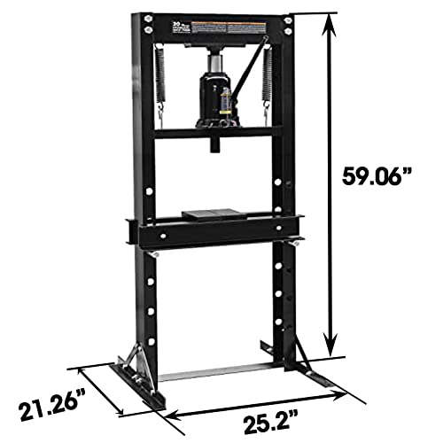 Torin ATY20011B Steel H-Frame Hydraulic Garage/Shop Floor Press with Stamping Plates, 20 Ton (40,000 lb) Capacity, Black