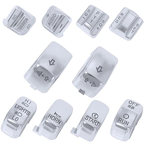 10 pcs Hand Control Switch Housing Switch Caps Kit Compatible for Harley Davidson Touring Electra Road Glide Road King Tri Glide Ultra FLHTCU FLTR FLHR 1996-2013 (Chrome) - color: Chrome