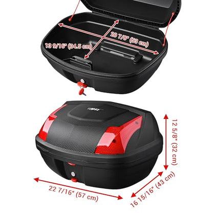 Yescom AHR 48L Motorcycle Top Case TrunkTail Box Trunk Tour Storage Box - size: 48L