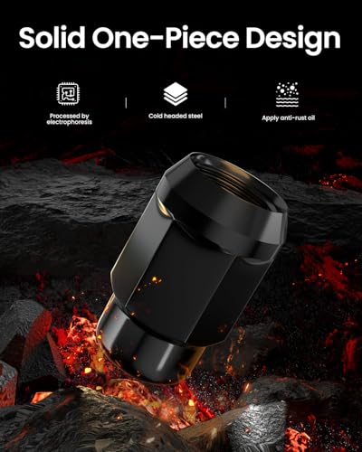 GAsupply 4pcs 1/2x20 Lug Nuts Black, 1.38" Tall 3/4" 19mm Hex Cone Seat - color: Black, size: 1/2"-20, style: 4 Pack