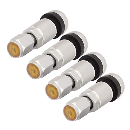 TOMALL Bolt-in Tire Valve Stem Caps Explosion Proof Inner Tubeless TPMS Valve Stem Silver Aluminum - color: Silver