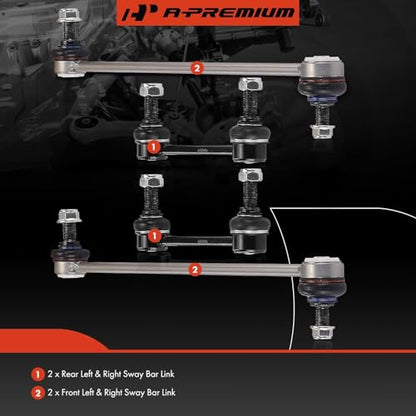 A-Premium Front & Rear Sway Bar Link Stabilizer Bar End Link Kit
