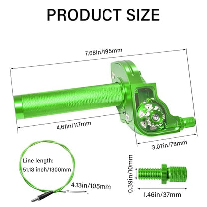 Universal CNC Quick Twist Throttle Kit with Cable for 7/8" Bars - Fits CRF50 70 110 125 230 250, KLX, XR, Pit & Dirt Bike, ATV, Mini Bike (CT200U) (Style - A, Green) - color: Green, style: Style - A