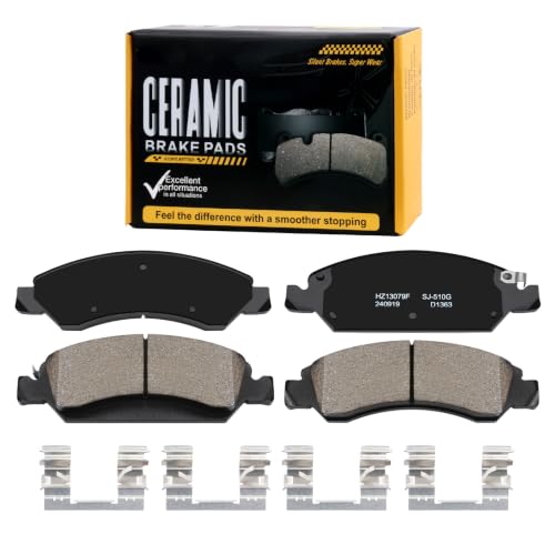 D1363 Front Ceramic Disc Brake Pad Set Fit For Cadillac Escalade 2008 ESV EST, For Chevrolet Tahoe 2008, For Chevrolet Silverado 1500 2005-2007 LT/WT, For GMC Sierra 1500 2005-2007 SLE/SLT - style: HZ1363