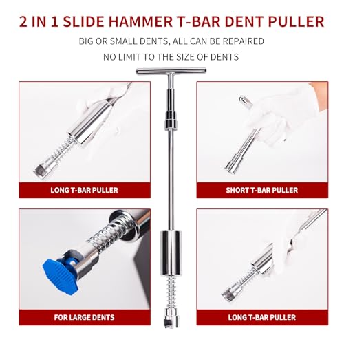 97pcs Dent Puller Kit, Car Dent Puller for Dent Repair, Car Dent Puller Kit with Golden Lifter, Slide Hammer T-Bar, Bridge Puller, Paintless Dent Removal Kit for Car Refrigerator Door Ding Repair