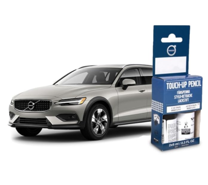 Volvo Touch Up Paint Pen, Includes Base Coat and Clear Coat, 2 x 9 ml (0.3 fl oz), OEM Factory Original (726 Birch Light Metallic) - color: 726 Birch Light Metallic
