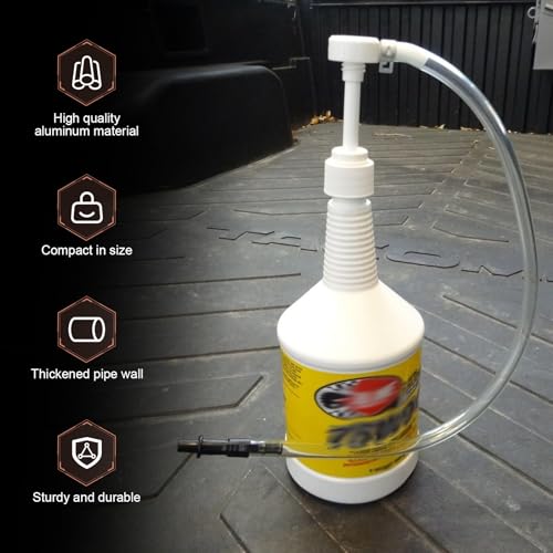1 Set Transmission Fuel Pump Kit, Hand Push Oil Transfer with Clamp & Dual Tubes, 8 CC Per Pumps Stroke Lower Unit Gear Oil Change Tool, Dispenser for Car Boat Motorcycle (White)