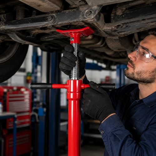Stark USA Under Hoist Support Lift Jack Stand Wide Base 1/2 Ton 1,000 lbs Capacity Spin Handle, Self-Locking Threaded Screw, for Vehicle Lifting & Support