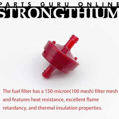 Strongthium 298090s 1/4" ID Inline Gas Fuel Filter 298090 with Fuel Clamps - size: red 2pcs