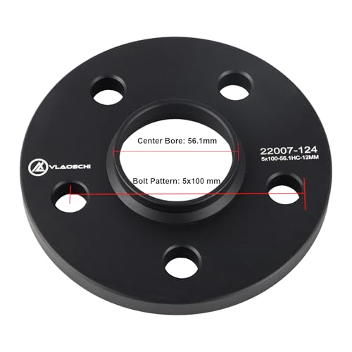 Black 5x100 Hubcentric Wheel Spacers 1/2 Inch (12mm) 56.1mm Hub Bore Compatible with Subaru 5 Lug for 1995-2022 Impreza | 2005-2014 Outback | 2013-2022 BRZ | 1998-2022 Forester - Pack of 2 - size: 12mm-Pack of 2