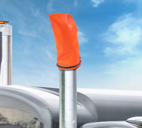 (2 Pack) Orange 12" Turbo Saver Exhaust Cover & 21" Rubber Snap Tie w/Hook - Weather Resistant PVC Turbo Cover to Protect Equipment at High Speeds & Excessive Airflow During Transport - size: 12 Inch, style: 2 - Pack