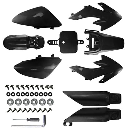 PRO BAT 7 PCs CRF50 Plastic Fender Kit with Fork Suspension Guard Cover - color: Black