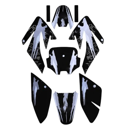 CRF70 Graphics Kit for 70cc–160cc Dirt Bikes – 9-Piece Set – Durable Plastic Decals for Thumpstar, Pitpro, Atomik, TaoTao, SSR, and More (Silver) - color: Silver