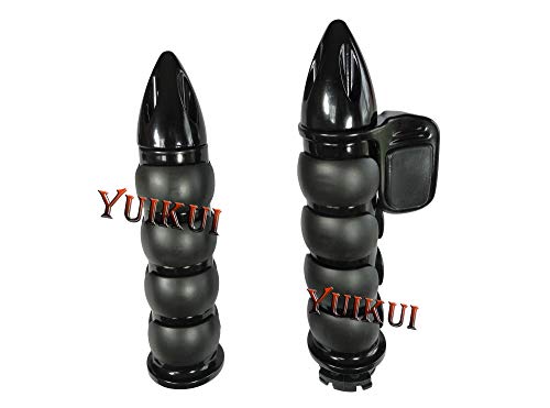 Motorcycle Black Chrome Grips 32mm/1-1/4 Inch Rubeer Hand Grips Handlebar Grips with Boss Throttle Compatible with Honda VT1300/FURY/INTRESRATE/SABRE 2009-2015 - color: Blcak,Type 2(55mm boss throttle)