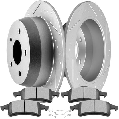 SCITOO Rear Brake Kits Drill Slotted Brakes Rotor and Brakes Pads:5119;D791 - size: Rear 5119 + D791 [2+4PCS]