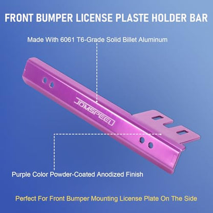 Front Bumper License Plate Mount Bracket Relocator Holder Bar Purple - color: Purple