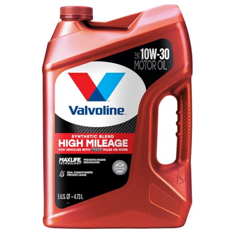 Valvoline High Mileage with MaxLife Technology SAE 10W-30 Synthetic Blend Motor Oil 5 QT, Case of 3 (Packaging May Vary) - size: 5 qt (Pack of 3), style: High Mileage