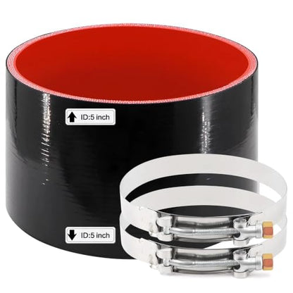 Silicone Coupler ID 5 inch Straight Rubber Intake Hose 4-Ply - size: ID5"