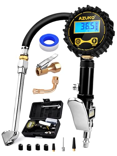 AZUNO Digital Tire Inflator with Pressure Gauge, 200 PSI, Heavy Duty Air Compressor Accessories, Comes with a Portable Carrying Box - size: 200PSI with case