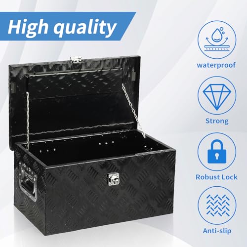 20 Inch Aluminum Truck Bed Tool Box with Side Handles, Lock - color: Black, size: 20"