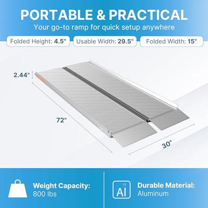 EZ-ACCESS Suitcase Singlefold Portable Wheelchair Ramp, 6 x 30 in - size: 6 Foot (Pack of 1), style: Standard