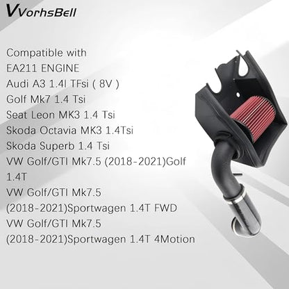 Cold Air Intake Kit for VW Golf/MK7 1.4T Audi A3/Q2/Q3(EA211) - size: VW Golf/MK7/Jetta AUDI A3/Q2/Q3 1.4 EA211