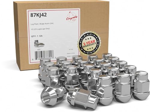 Wheel Accessories Parts 23 Pcs 1/2"-20 Thread Bulge Acorn 1.38" 35mm Long Lug Nuts Chrome 3/4" 19mm Hex Fits Jeep CJ TJ Wrangler Wrangler JK Cherokee Grand Cherokee - color: Chrome, size: 3/4 Hex, style: Jeep CJ ｜ 84-17 Wrangler