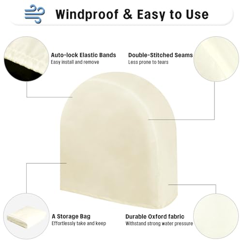 OutdoorLines Waterproof Tire Covers Set of 4 - color: Off White, size: S - Fits Tire Diameters 24"-26"