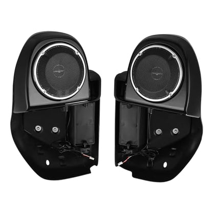 Green-L Lower Vented Leg Fairings with 6.5" Speakers and LED Turn Signals Light Kit Fit for Harley Touring Road King Street Glide Electra Glide Ultra 2014-2024 - color: Gloss Black w/ Speakers