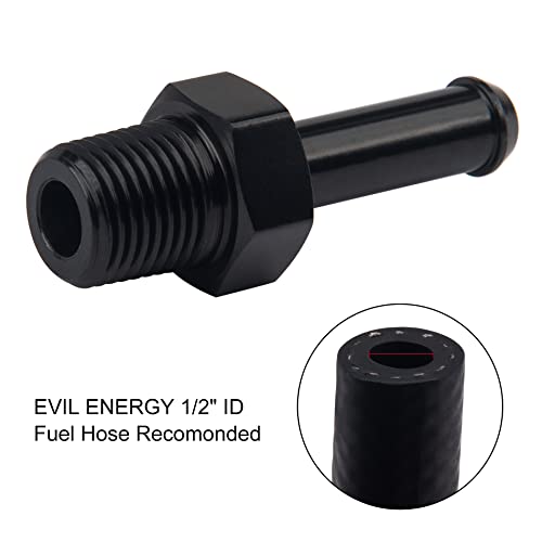 EVIL ENERGY 1/2" NPT Male to 5/8" Barb Fitting Adapter Straight Aluminum Black 2PCS - size: 1/2 NPT to 5/8 Barb