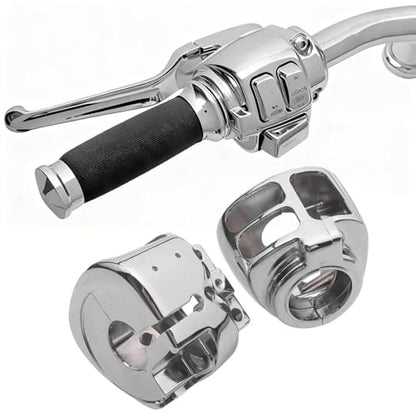 Motorcycle Handlebar Switch Housing Kit Fit for Harley 2014-later XL, 2012-2017 Dyna and 2011-2024 Softail (Chrome) - color: Chrome