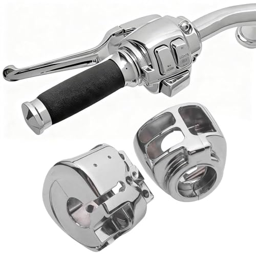 Motorcycle Handlebar Switch Housing Kit Fit for Harley 2014-later XL, 2012-2017 Dyna and 2011-2024 Softail (Chrome) - color: Chrome