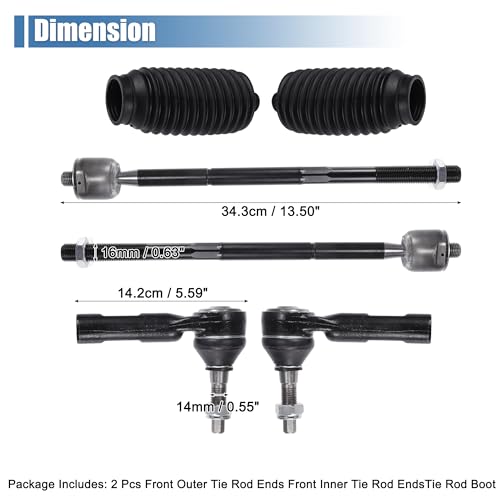 X AUTOHAUX 6pcs Front Inner Outer Tie Rod Ends Kit Suspension Steering Tie Rod End for Chrysler 300 for Dodge Challenger Drag Link No.ES800986/EV800963