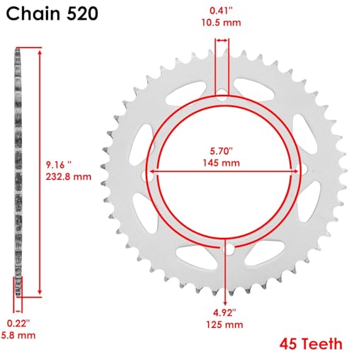 Replacement for Black Drive Chain and Sprocket Kit for Yamaha XV250 V-Star 250 2008-2018 Mod-C26C-58499