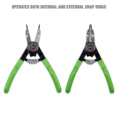 OEMTOOLS 25097 Professional Internal and External Snap Ring Pliers, Useful as Outside or Inside Snap Ring Pliers, Specialty Pliers Set with 7 Bits - style: Straight & 90 Pro Tip Set