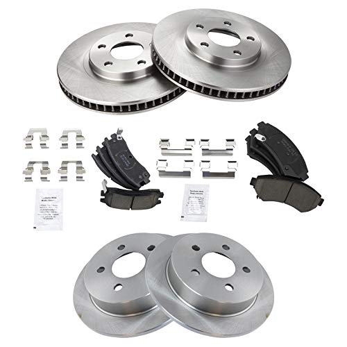 TRQ Front and Rear Brake Pad and Rotor Set Ceramic - style: BKA11170