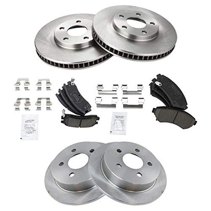 TRQ Front and Rear Brake Pad and Rotor Set Ceramic - style: BKA11170