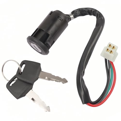 2 Pack Ignition Switch with Keys 4 Wire Pin Starter Key Switch for 50cc 70cc 90cc 110cc 125cc 150cc 200cc 250cc ATV Quad Go Kart Pit Bike Scooter TaoTao Coolster Apollo Sunl Roketa Baja Hawk Coleman