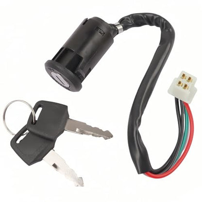 2 Pack Ignition Switch with Keys 4 Wire Pin Starter Key Switch for 50cc 70cc 90cc 110cc 125cc 150cc 200cc 250cc ATV Quad Go Kart Pit Bike Scooter TaoTao Coolster Apollo Sunl Roketa Baja Hawk Coleman