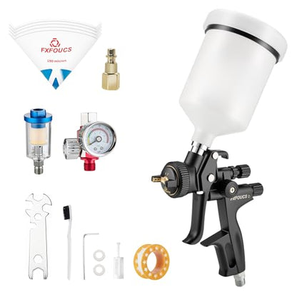 HVLP Air Spray Gun Kit 1.7mm, Professional Automotive Paint Sprayer - color: Black, size: 1.7mm