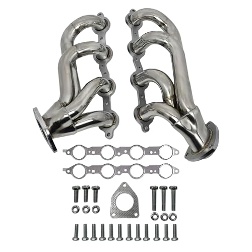 Replacement Header for LS V8 Engines – With MLS Gaskets and Right Side Beveled Flange – 304 Stainless Steel - size: Headers with Gasket Upgrade Polished Stainless