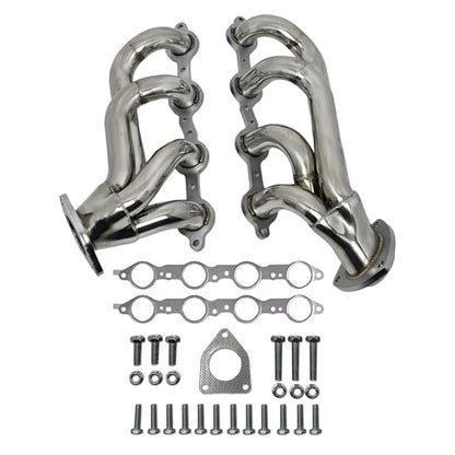 Replacement Header for LS V8 Engines – With MLS Gaskets and Right Side Beveled Flange – 304 Stainless Steel - size: Headers with Gasket Upgrade Polished Stainless