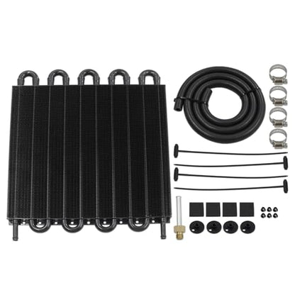 Universal Transmission Oil Cooler Kit,Aluminium alloy Tube and Fin Oil Cooler Kit (Black, 10 Pass) - color: Black, size: 10 Pass