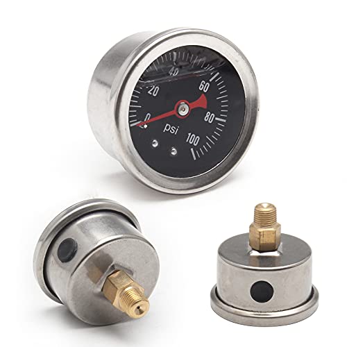 EFI Fuel Pressure Regulator Kit with 0-100psi Pressure Gauge AN6-6AN Aluminum Adjustable Universal Fuel Line Hose Fitting Connectors Kit Black HTRACING - color: Black