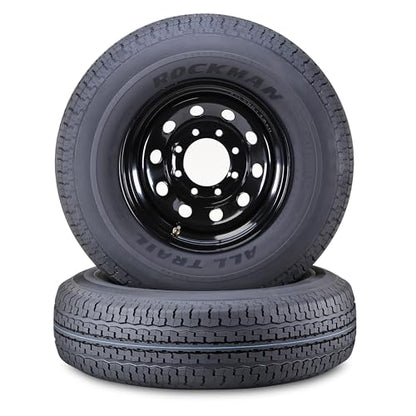 ROCKMAN Trailer Tire Wheel ST235/80R16 10-Ply E 123M 8X6.5 Black Mod Rim,S2 - size: ST235/80R16 10PR /8x6.5