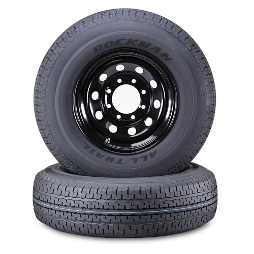 ROCKMAN Trailer Tire Wheel ST235/80R16 10-Ply E 123M 8X6.5 Black Mod Rim,S2 - size: ST235/80R16 10PR /8x6.5