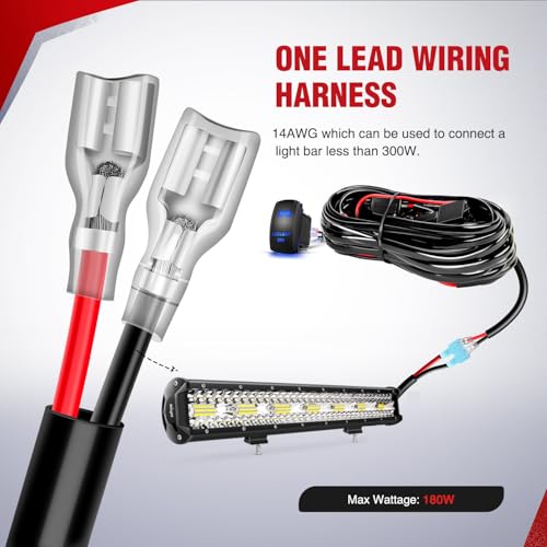 Nilight 14AWG Remote Wiring Harness Wireless Strobe 5Pin Switch 1Lead - color: 14AWG-1 Lead Remote +Flash +5PIN Switch